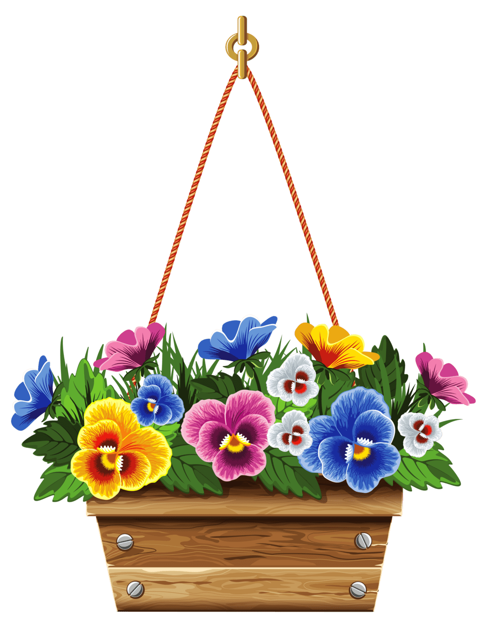 Flowers hanging box with violets clipart picture