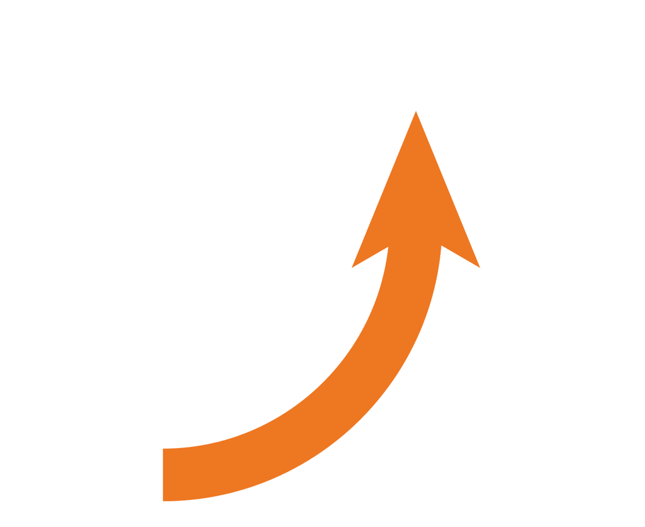 Orange curved arrow pointing up image clipart