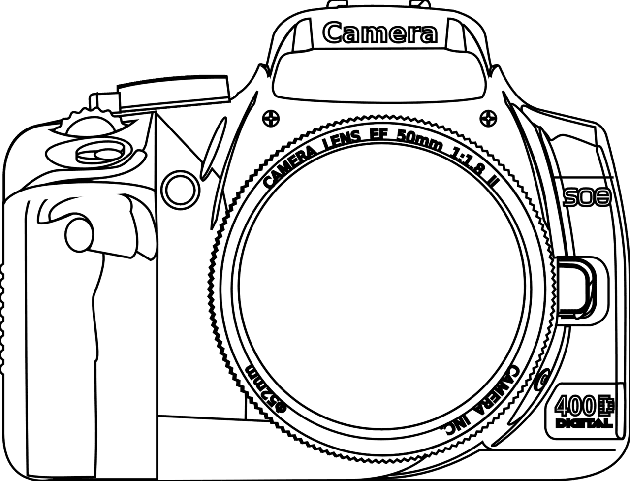 Line art of camera clipart background