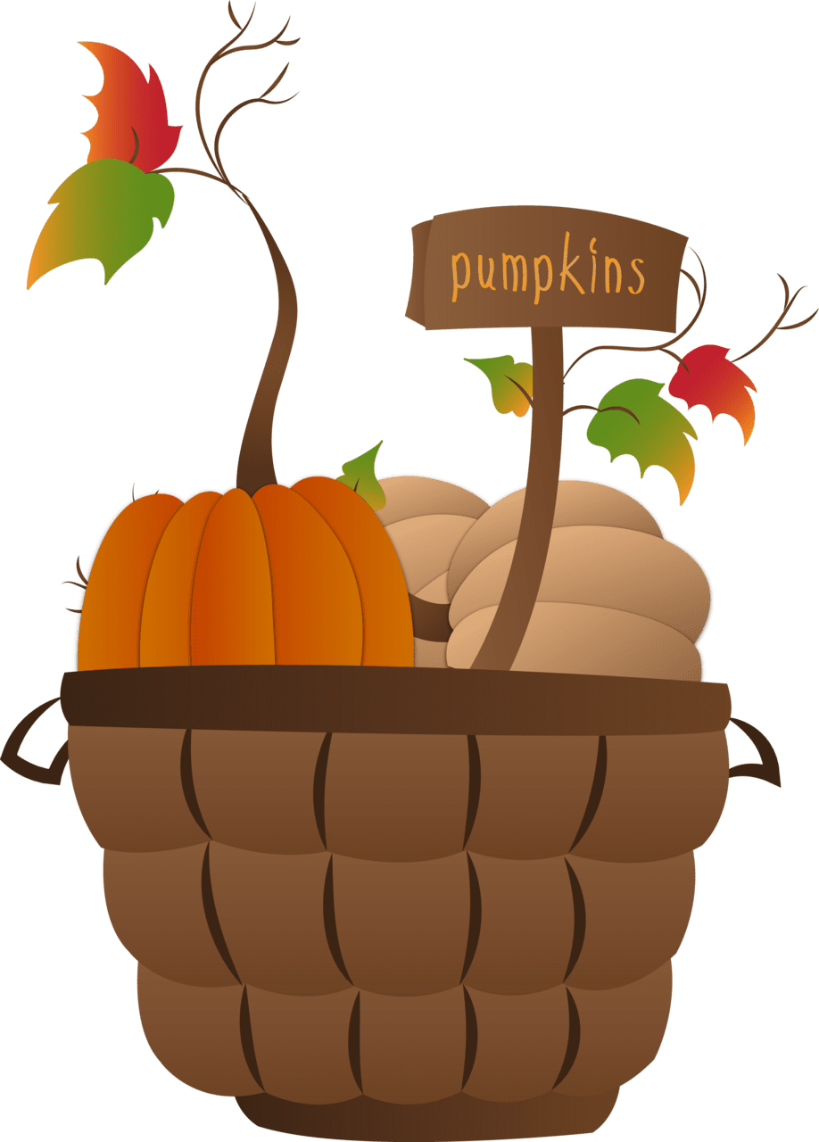 Thanksgiving pumpkin basket clipart image