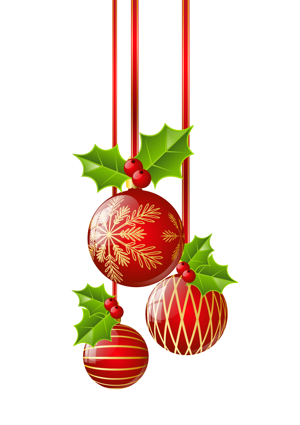 Christmas red ornaments clipart transparent