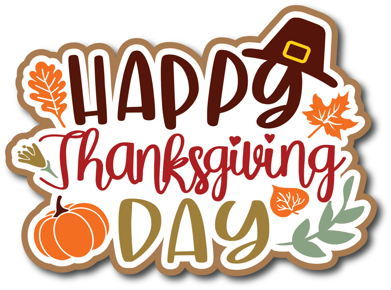 Happy thanksgiving day scrapbook page title sticker clipart picture