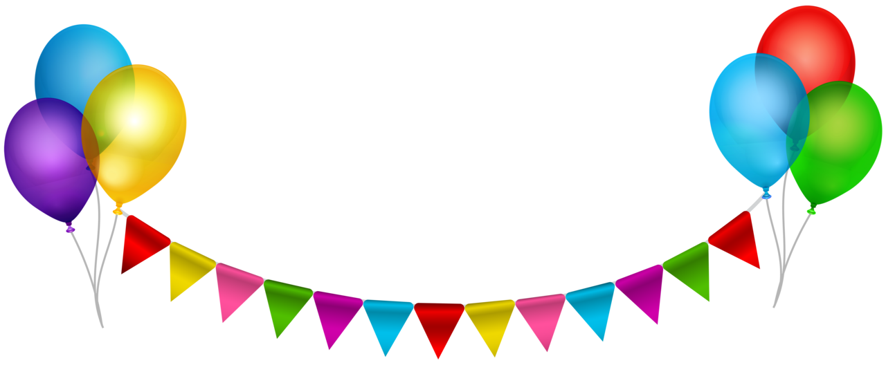 Party streamer with balloon clipart transparent