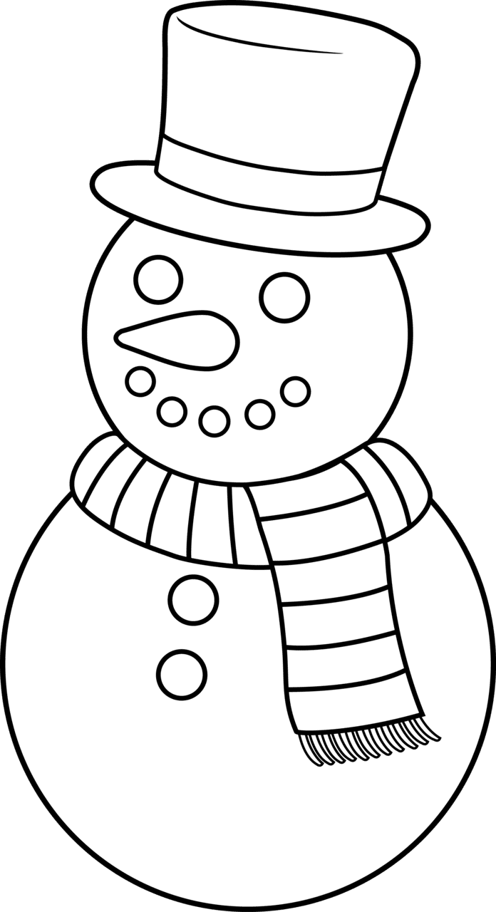 Christmas snowman clipart black and white image