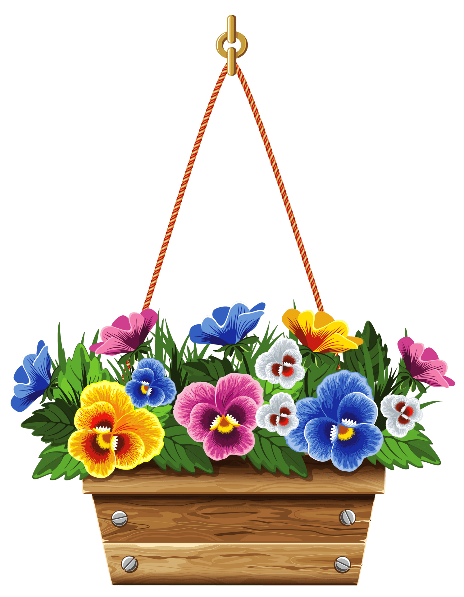 Flower hanging box with violets clipart picture