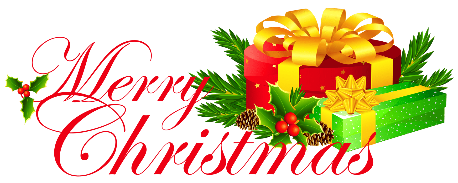 Merry christmas with presents clipart free