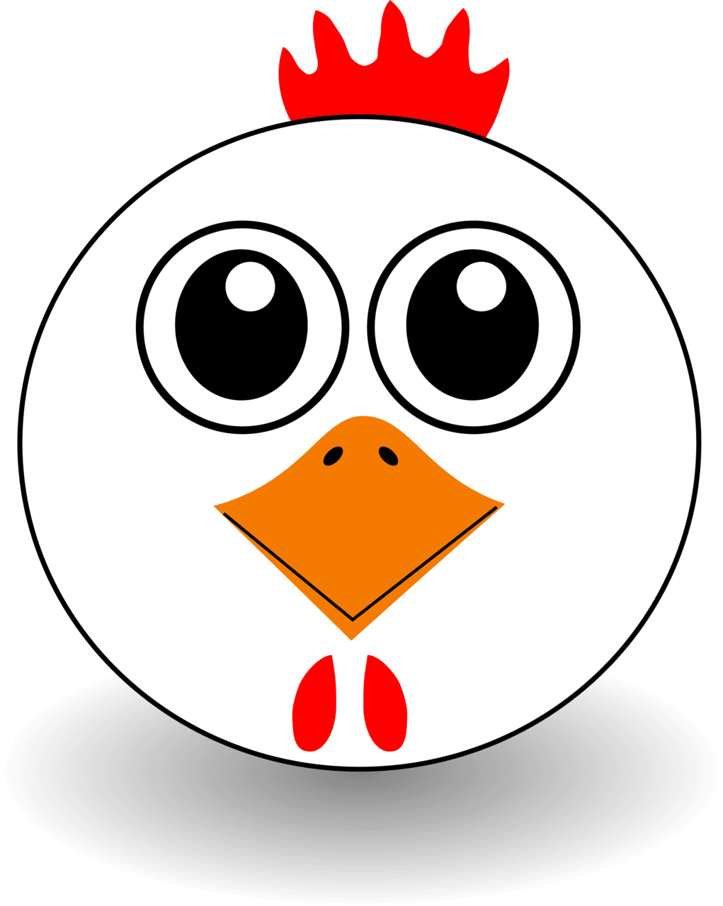 Funny chicken face cartoon clipart image