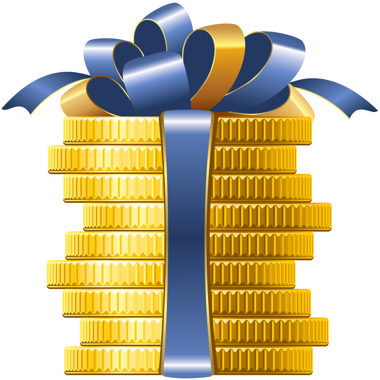 Money coins with bow clipart picture