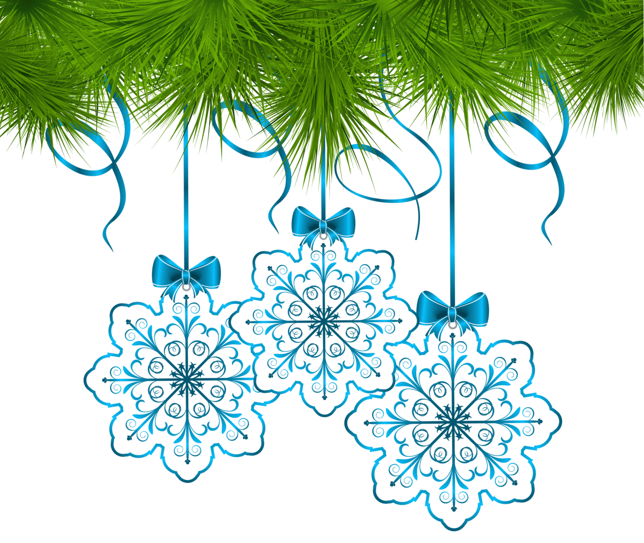 Christmas decor with snowflake ornaments clipart image