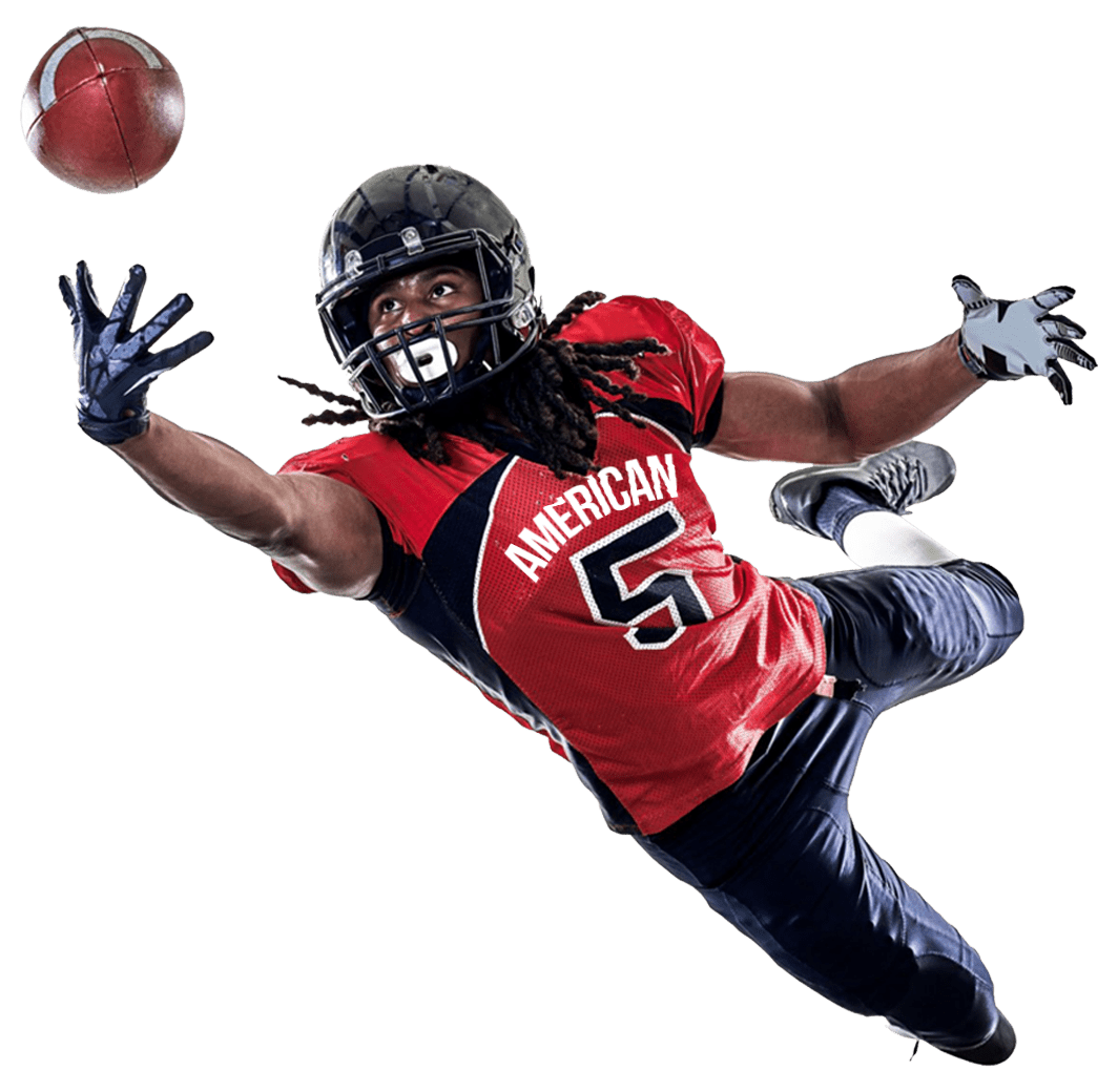 American football player catching ball clipart vector