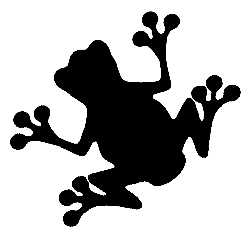 Funny frog silhouette animal art black and white drawing clipart transparent