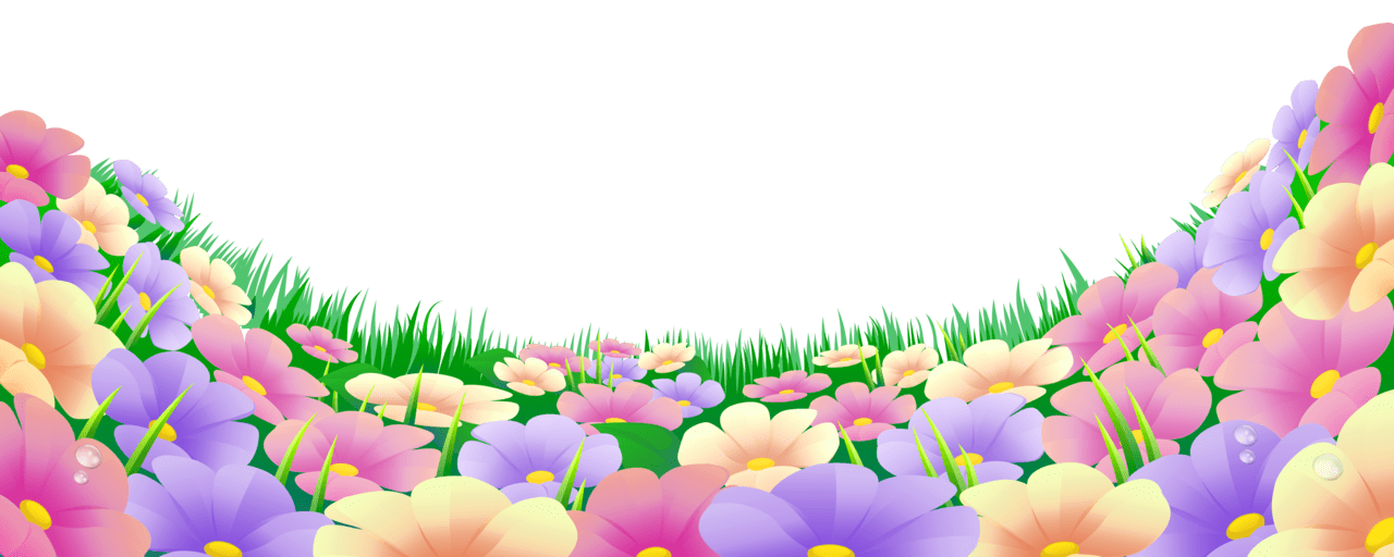 Grass with beautiful flowers clipart background