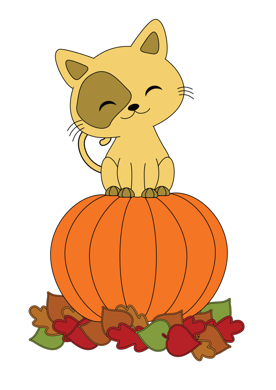 Get ready for halloween with these adorable pumpkin patch cat clipart free