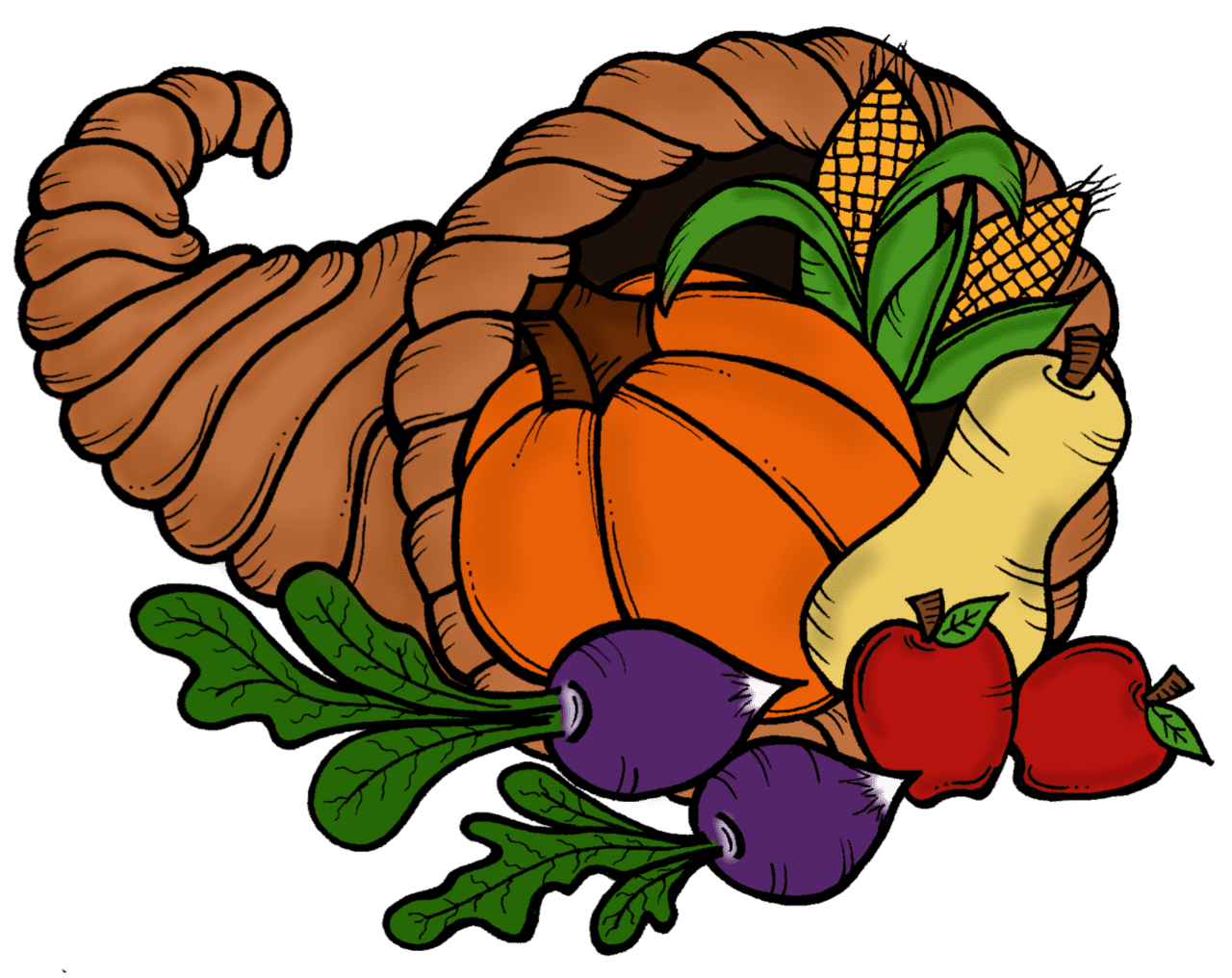 Thanksgiving cornucopia clipart image