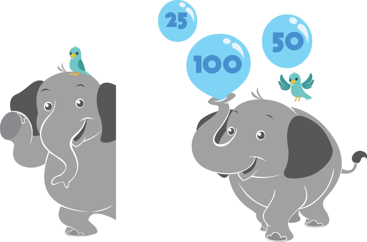 Elephant with balloons and birds clipart photo