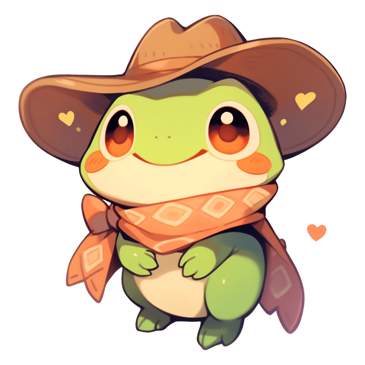 Cute kawaii foggy cowboy frog sticker clipart picture