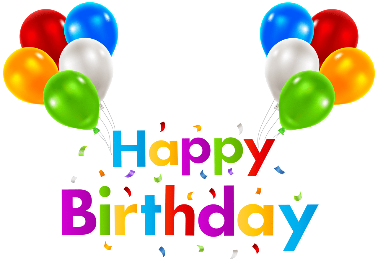 Happy birthday with balloons clipart image