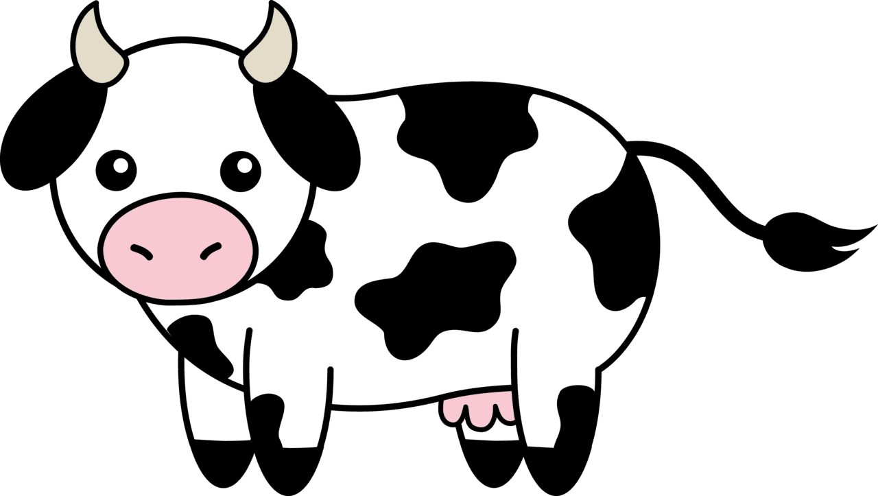 Cow cute clipart and coloring pages vector