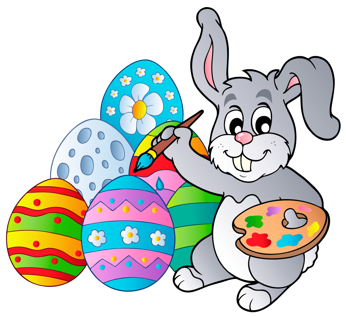 Easter bunny with eggs clipart picture