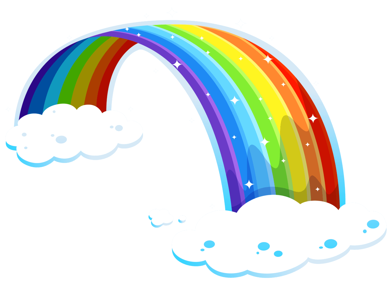 Rainbow with clouds clipart logo