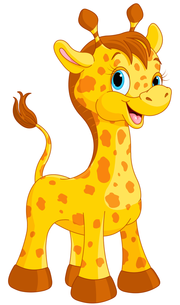 Elephant cute giraffe cartoon clipart image