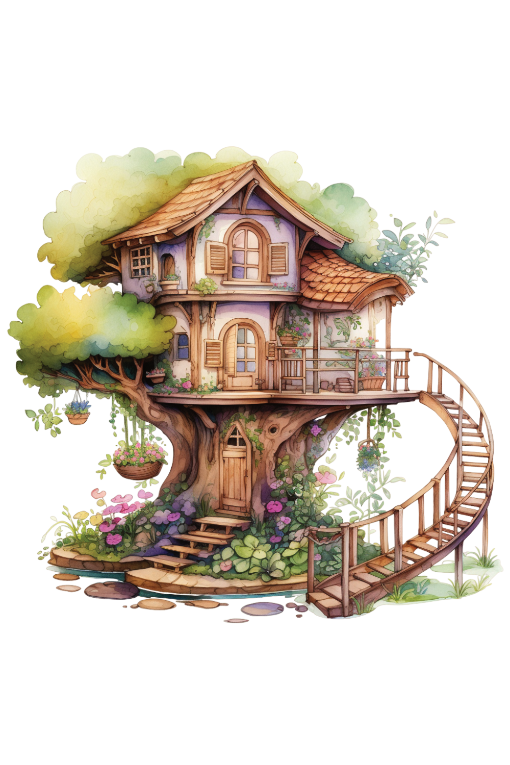 Fairy tree house magical art magic cute tiny elven beautiful home clipart photo