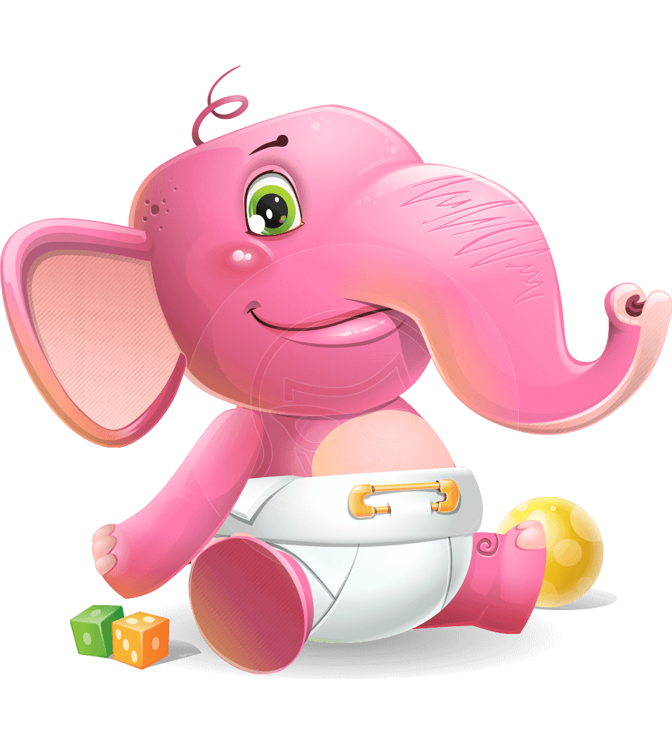 Baby elephant vector cartoon character graphicmama clipart