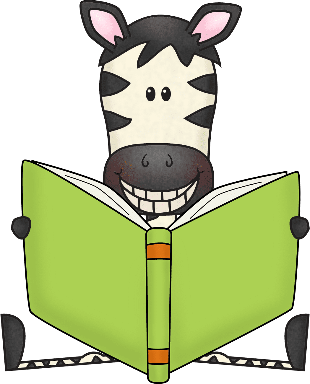 Book zany zebra reading fun clipart vector