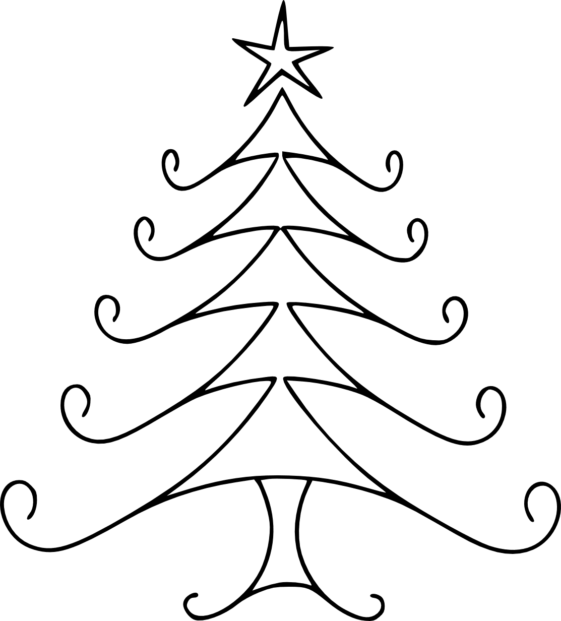 Christmas tree line drawing clipart photo