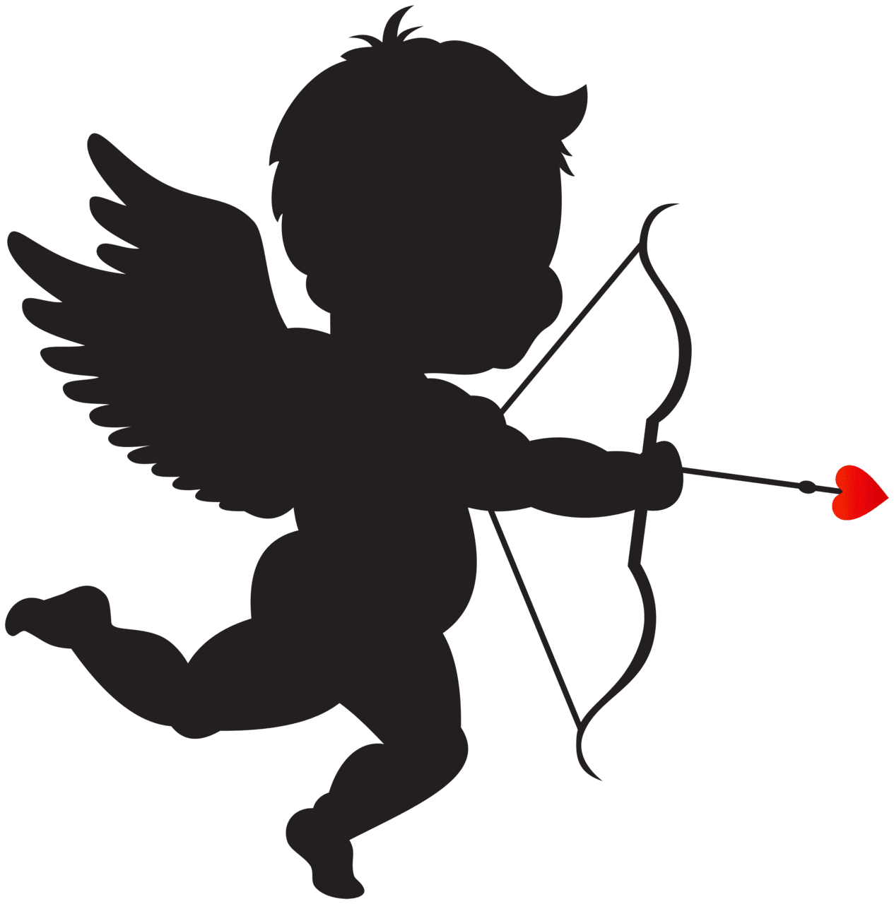 Arrow cupid with bow silhouette clipart image