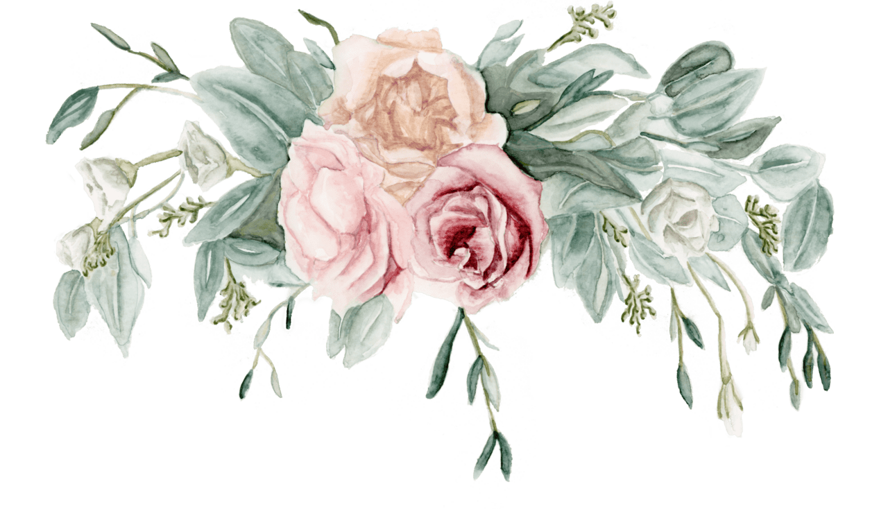 Flowers contact dip script and watercolor clipart logo