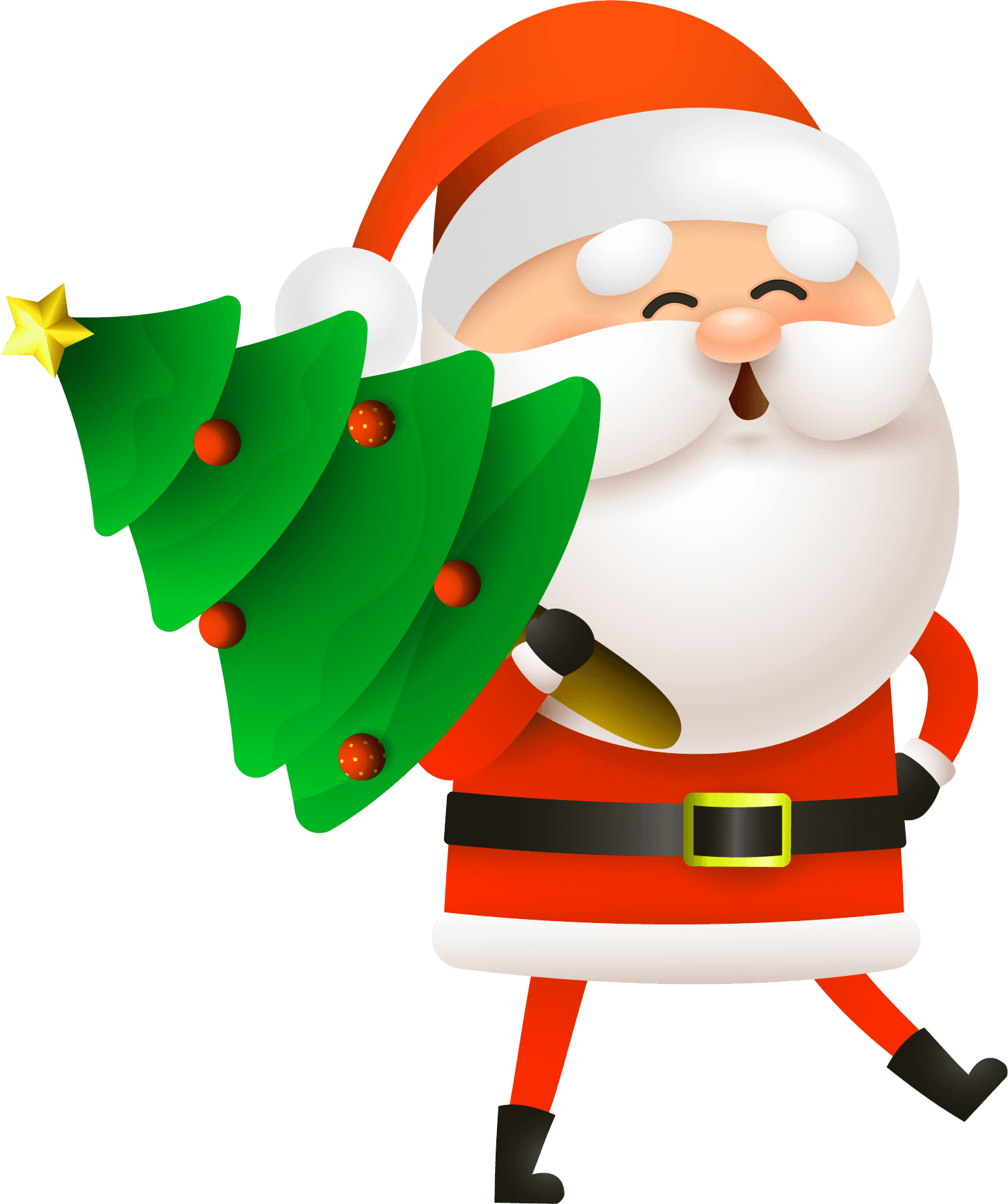 Clipart santa claus christmas tree in hand background