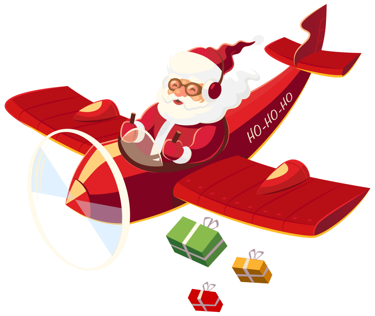 Airplane santa claus with plane clipart best background