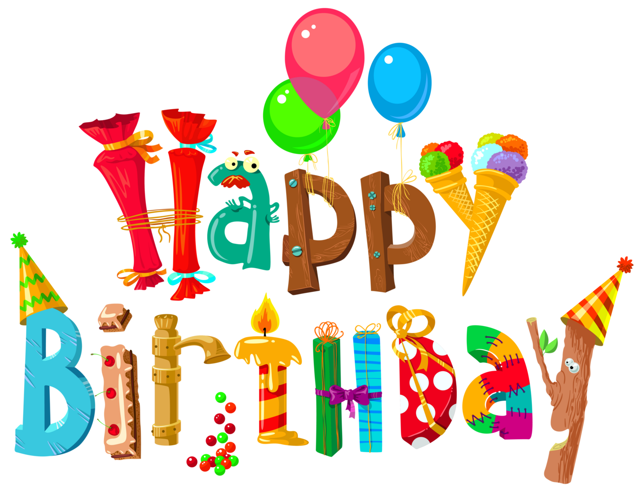 Funny happy birthday clipart image