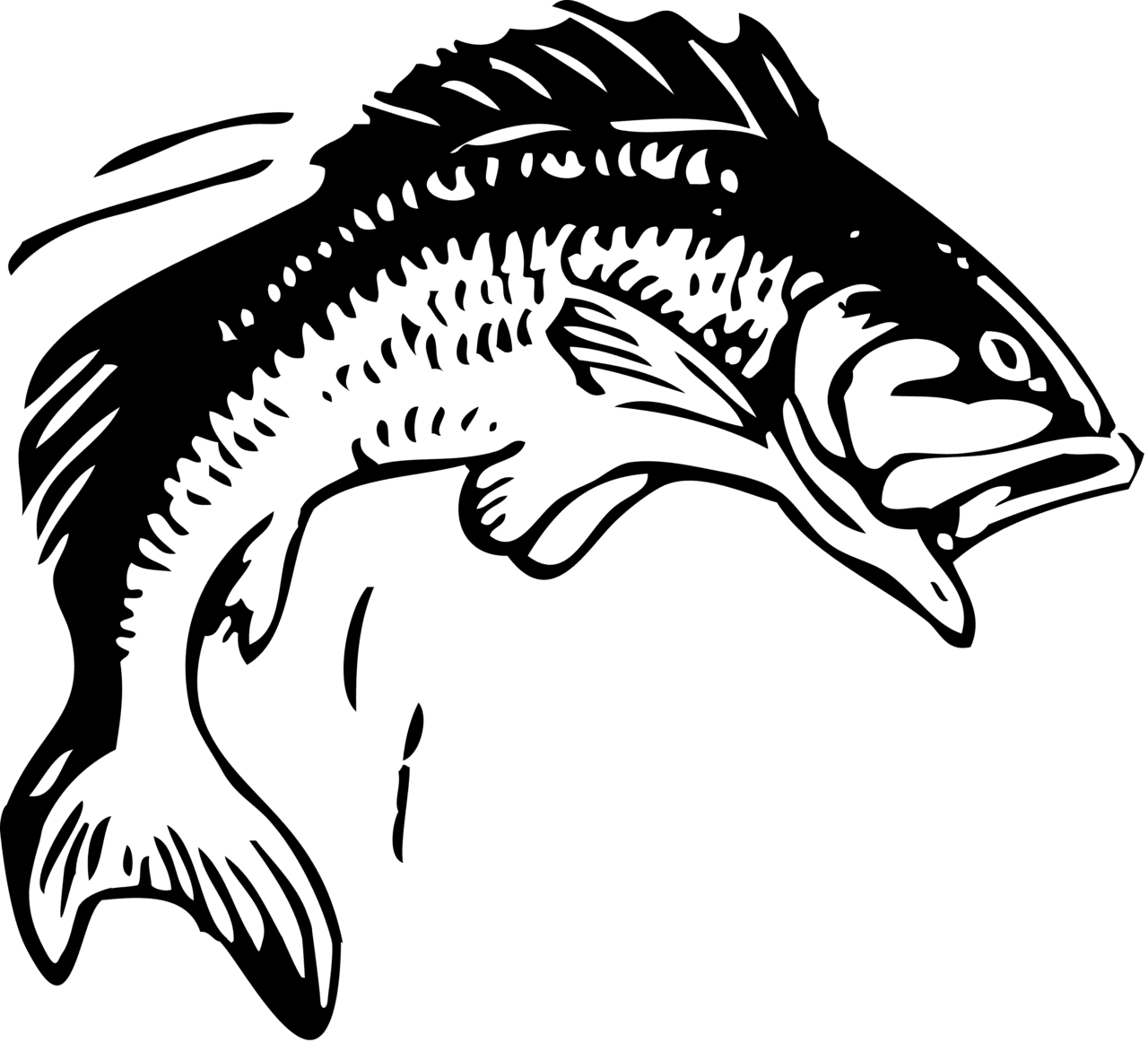 Very stark fish silhouette coloring page vector clipart