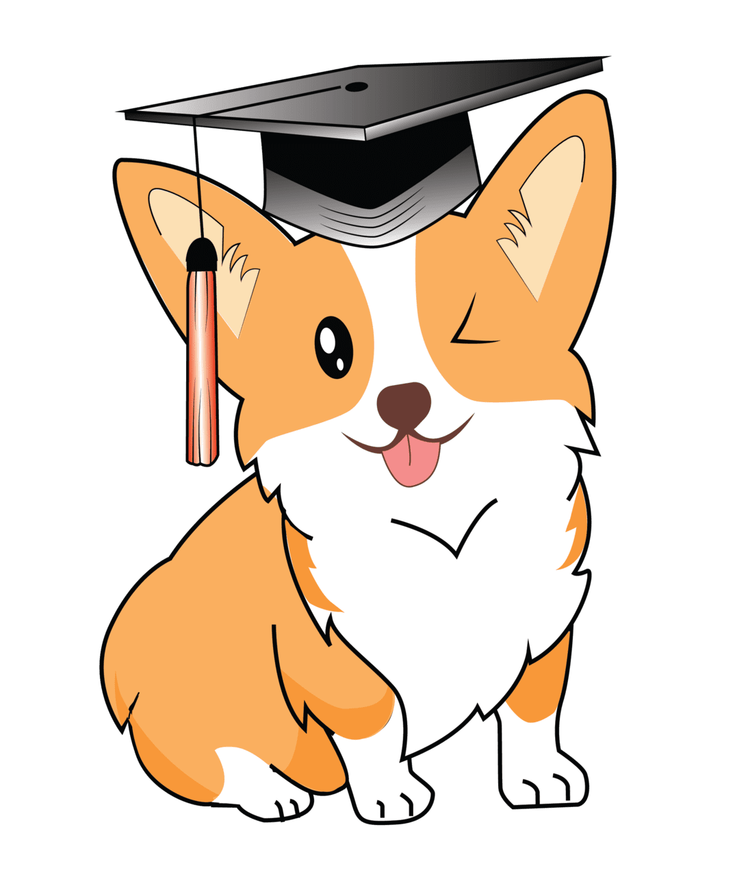 Dog graduate corgi clipart image