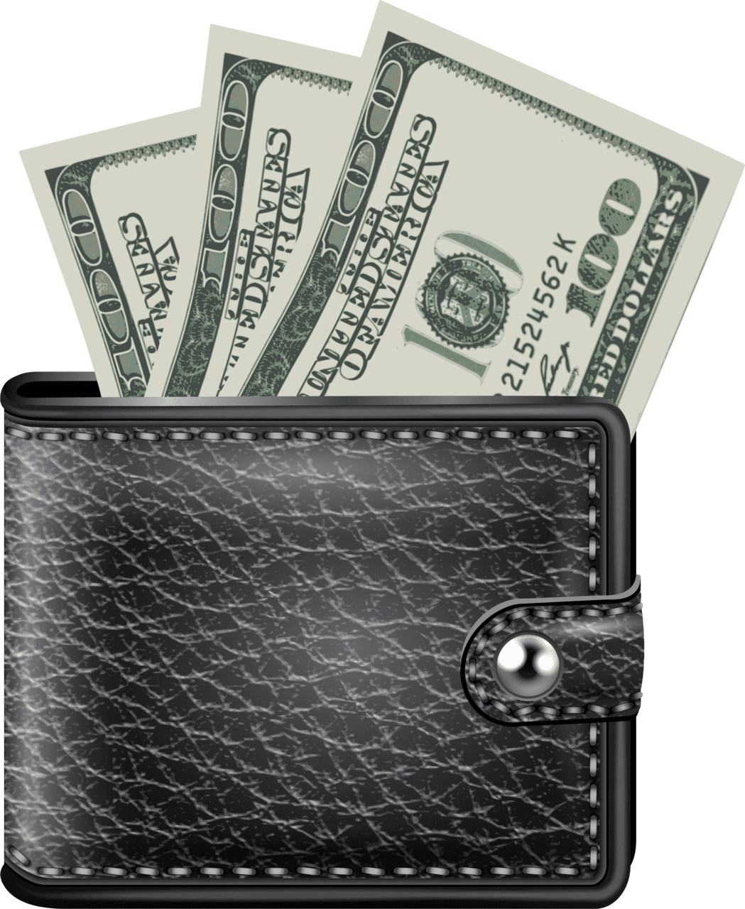 Black wallet with money clipart picture