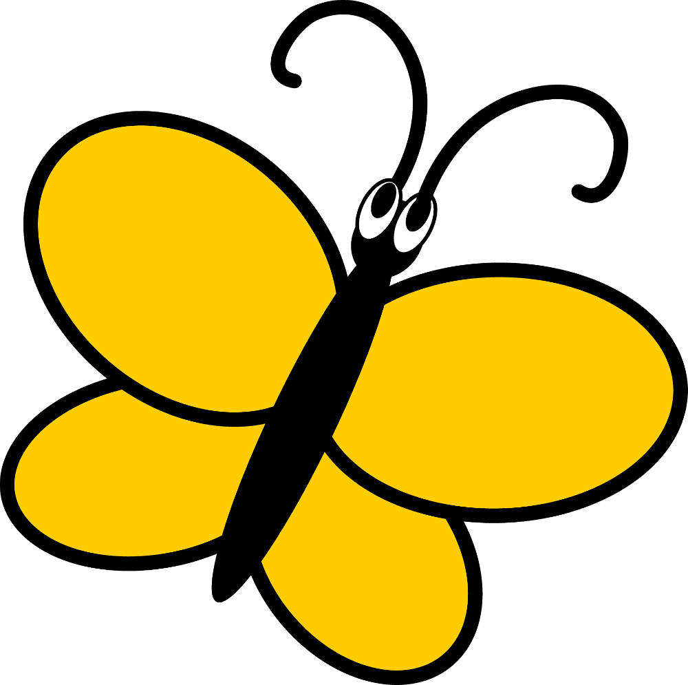 Yellow cartoon butterfly vector clipart images creazilla