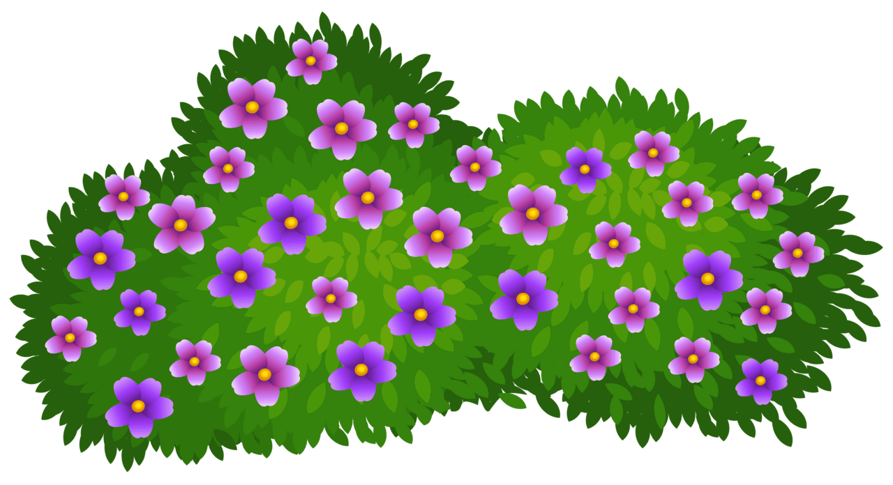 Green bush with flowers clipart image