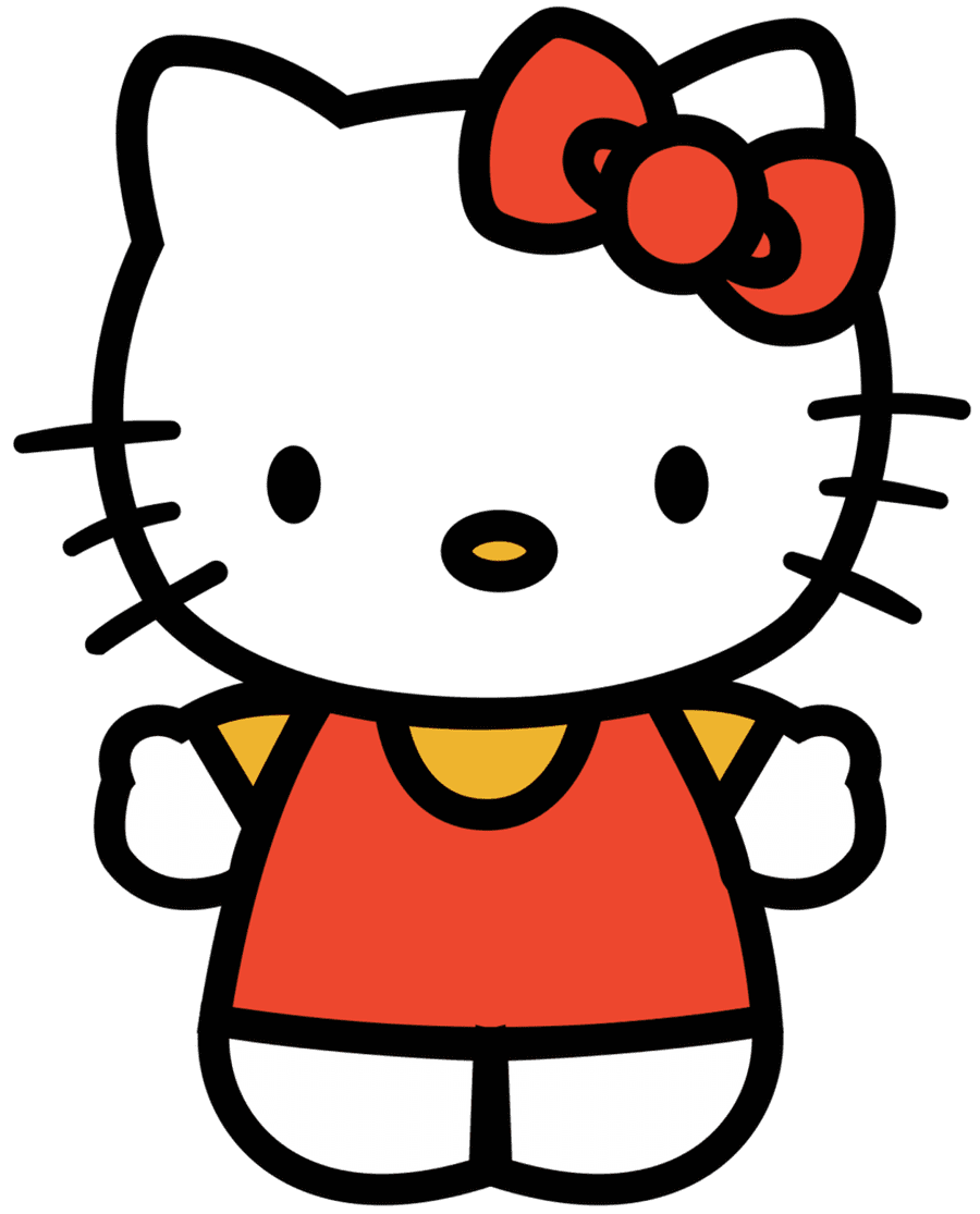 Hello kitty clipart body cat red bow dress image