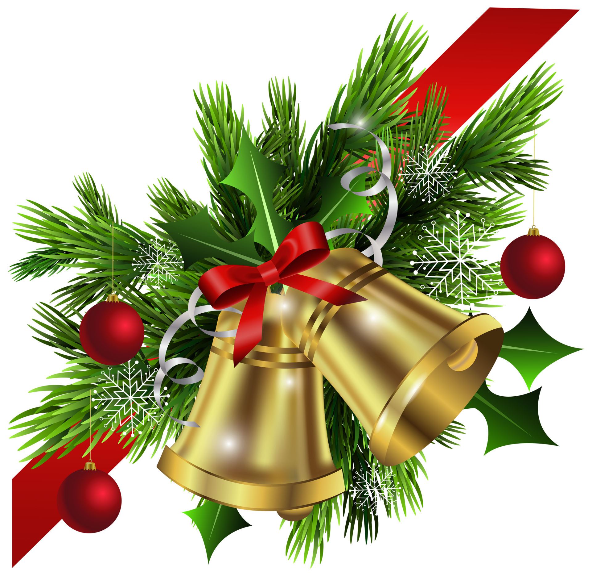 Christmas red bow and bells corner clipart image merry pictures ornaments