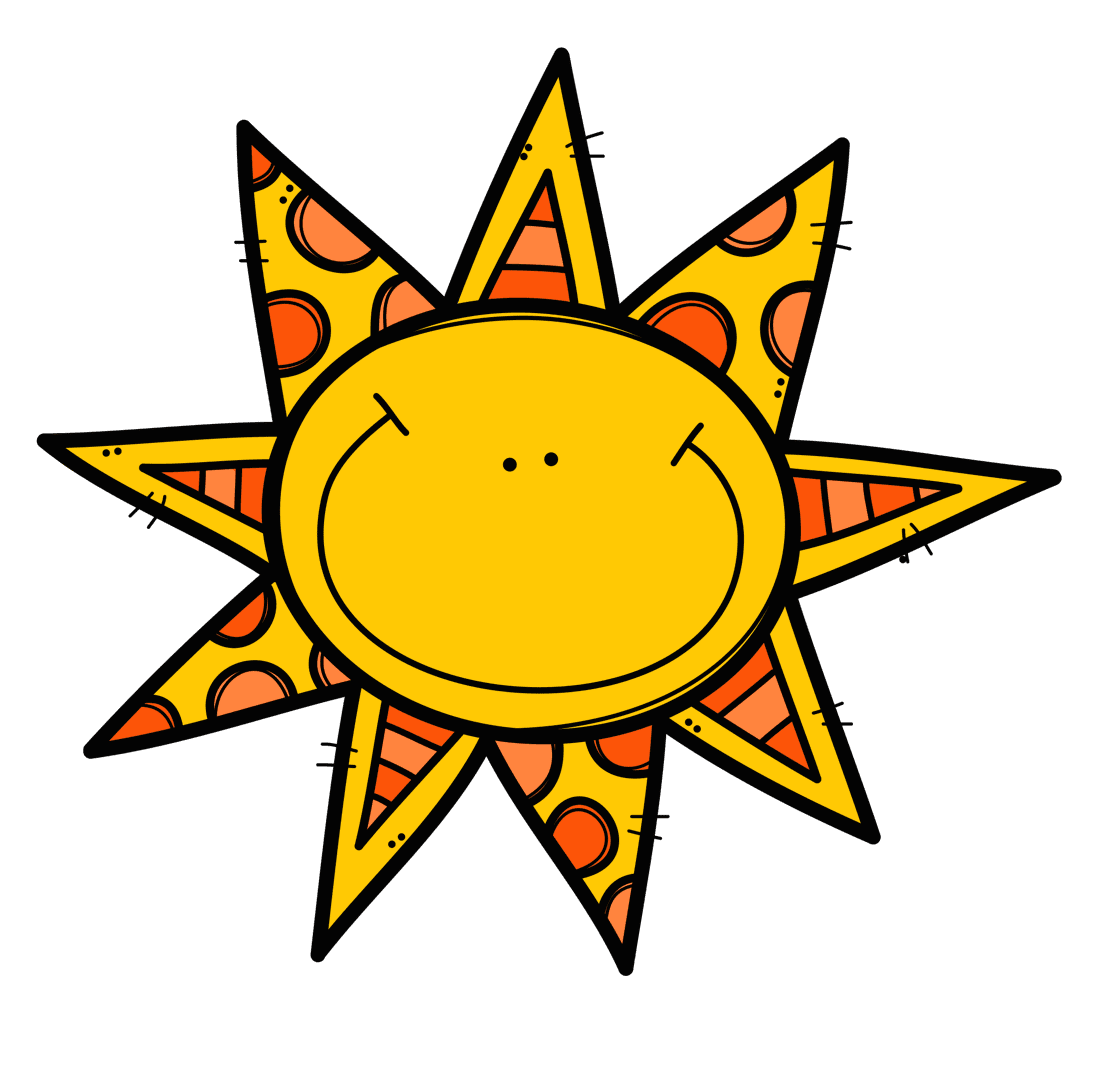 Sunshine excited cartoon sun clipart vector