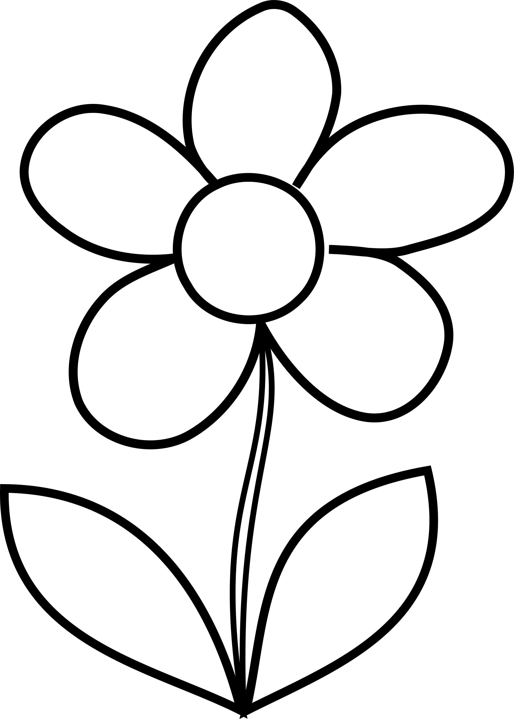 Simple flower bw clipart free