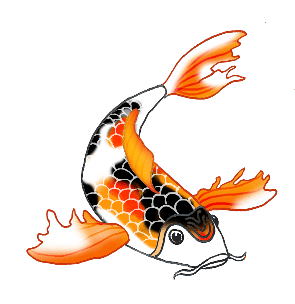 Colorful koi fish drawings clipart clip art