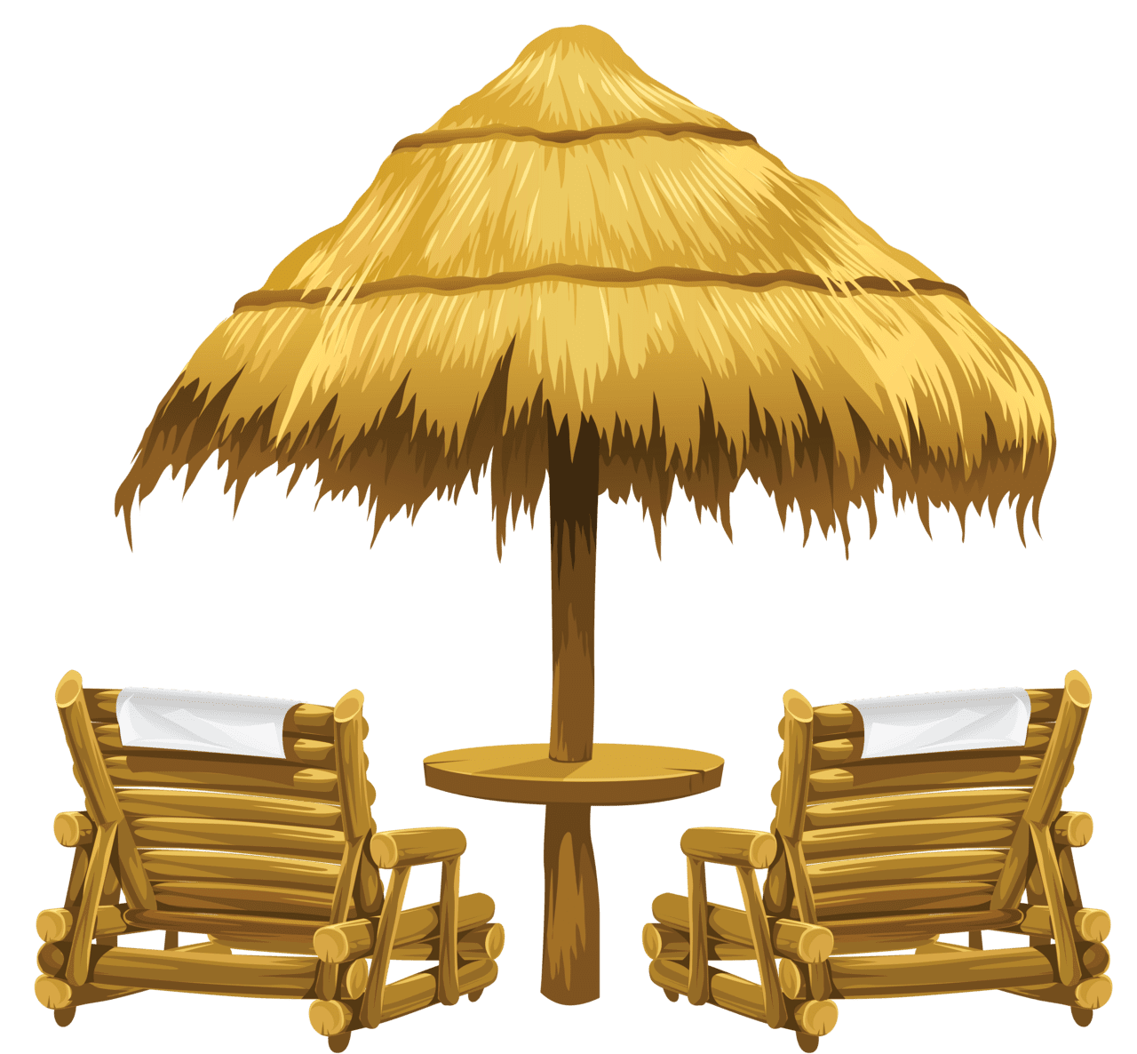 Tiki beach umbrella and chairs clipart clip art