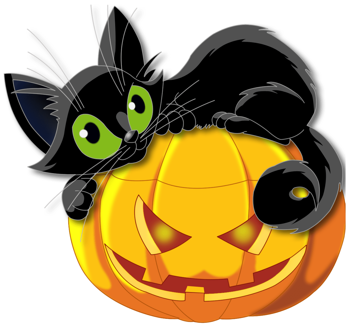 Large halloween pumpkin with black cat clipart photo