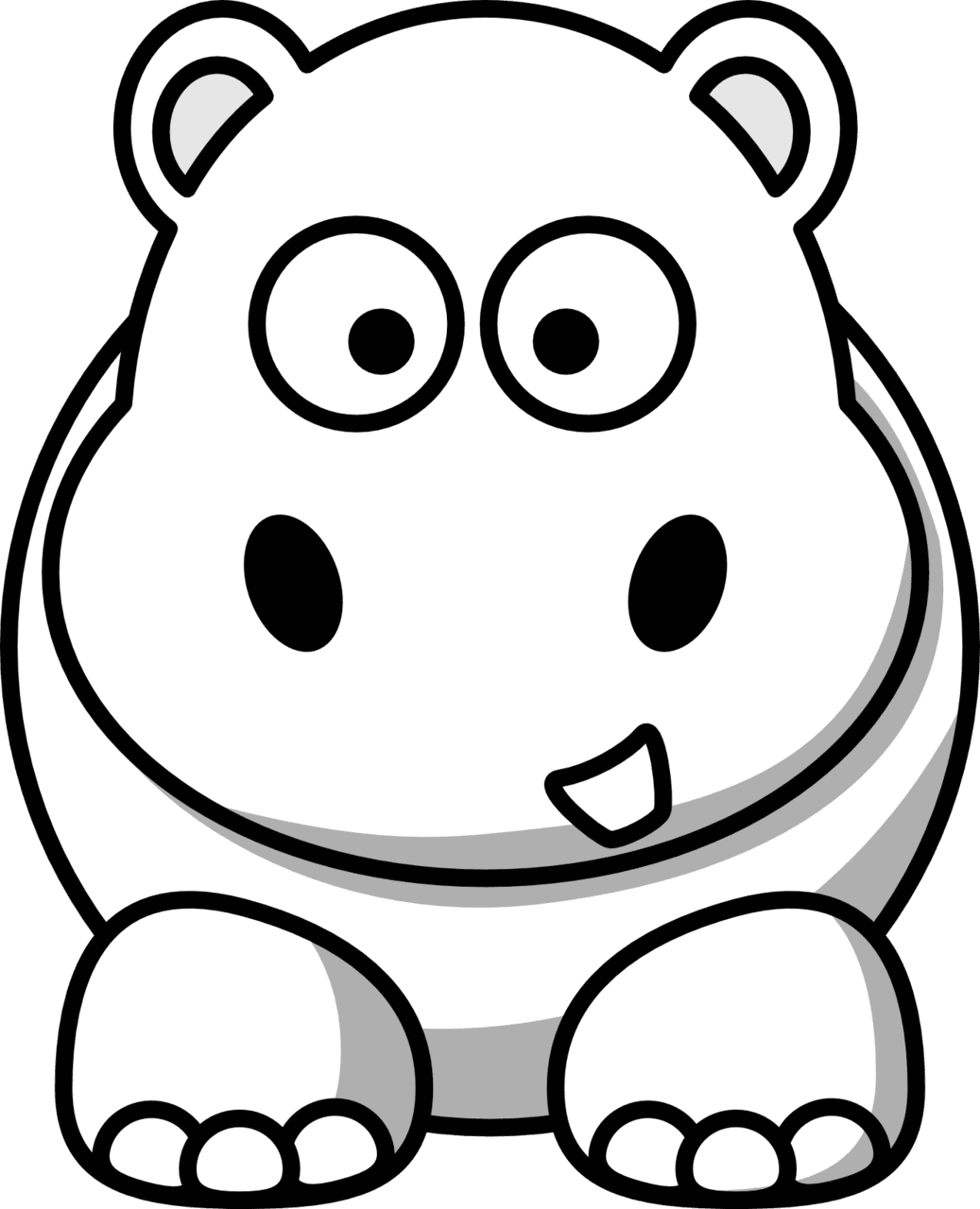 Cow hippo clipart black and white transparent