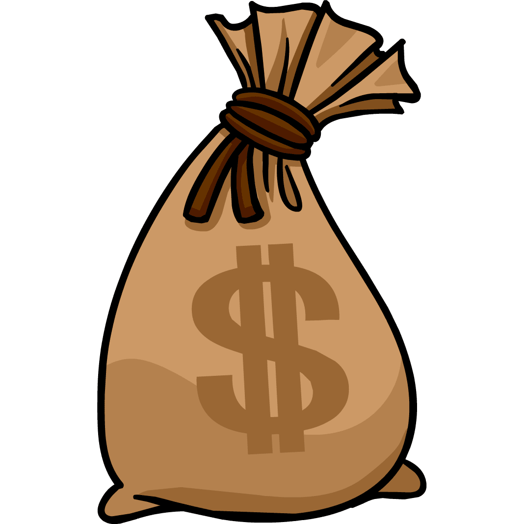 Bag of money cartoon clipart transparent