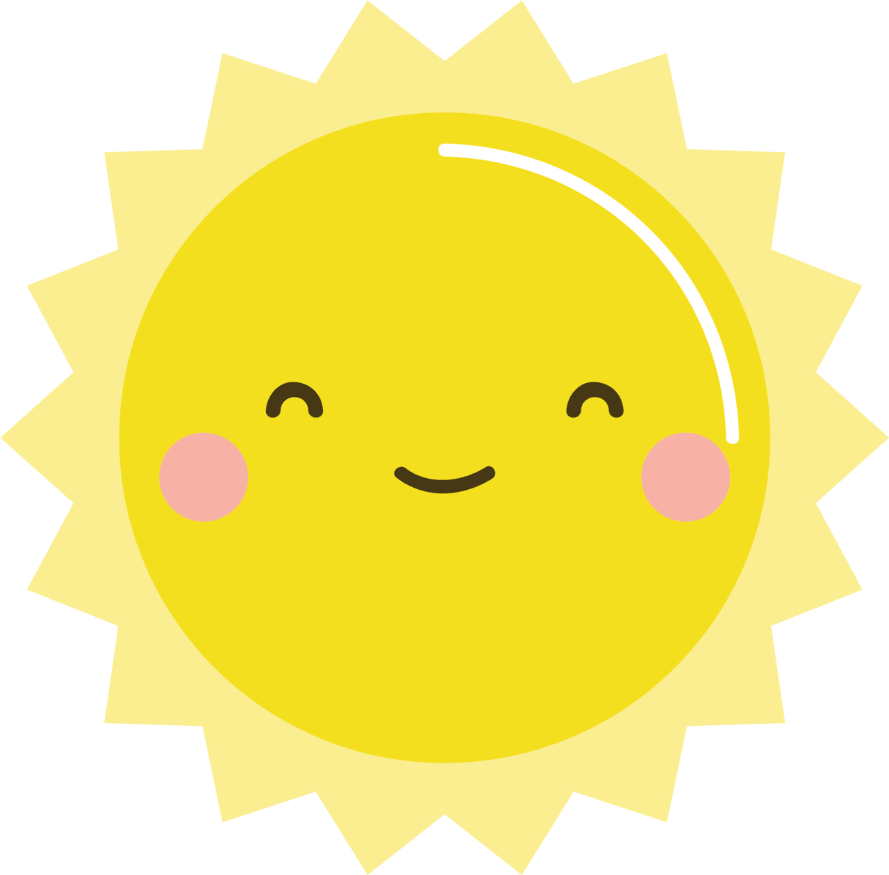 Sunshine kawaii sun clipart image with no backgroud key