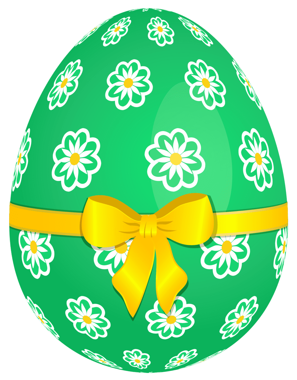 Green easter egg with flowers and yellow bow picture eggs cartoon pictures clipart